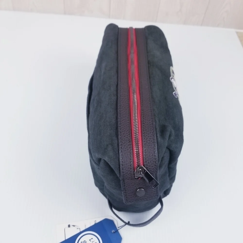 Life Is Good Black Canvas Football Tailgate Toiletry Travel Bag NWT